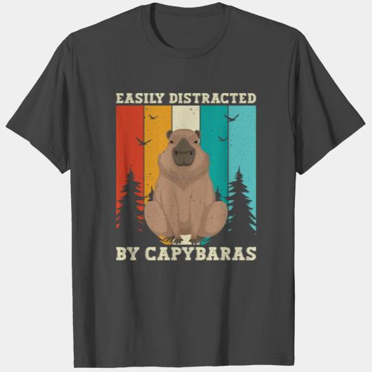 Retro Easily Distracted By Capybaras Capybara Meme T Shirts