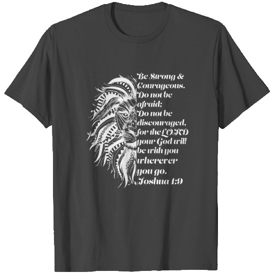 Christian Lion Joshua 19 Be Strong, Courageous Bib T Shirts