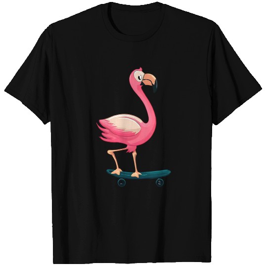 Flamingo skateboarding T Shirts