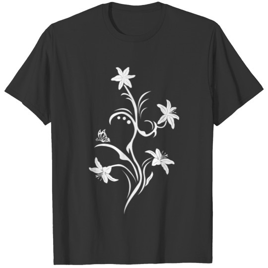 MixatMad Lily Tendril White T Shirts