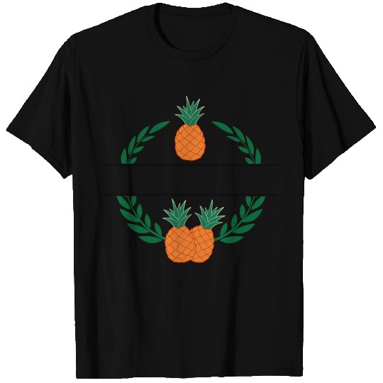 Pineapple in laurel wreath with orange pineapple T Shirts