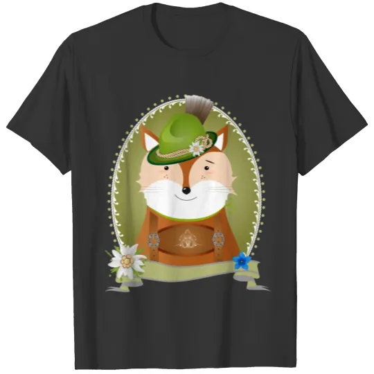 cute fox in costume with hat and leather trousers T Shirts
