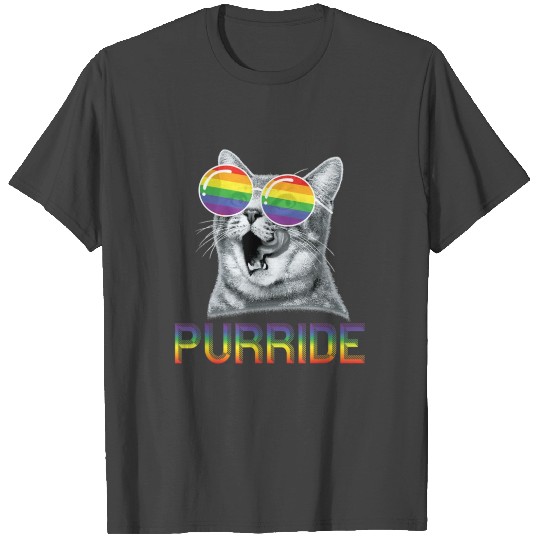 Funny Cat Gay Pride Rainbow Sunglasses LGBTQ T Shirts