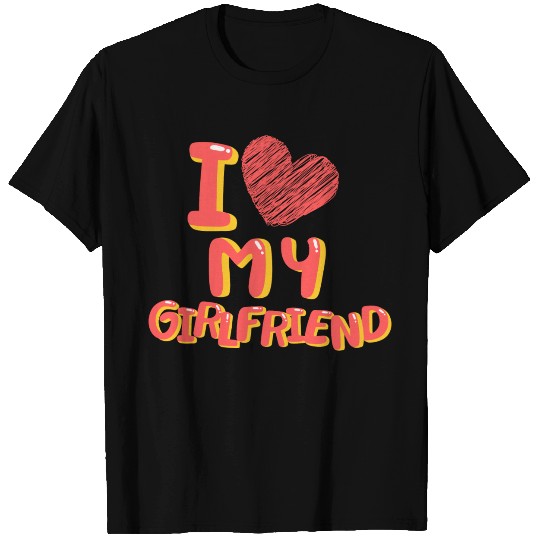 I Love My Girlfriend Heart Balloons White T Shirts