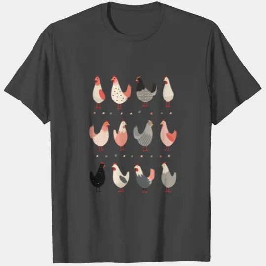 Farmyard Flock: Cute Chicken Crewneck T Shirts
