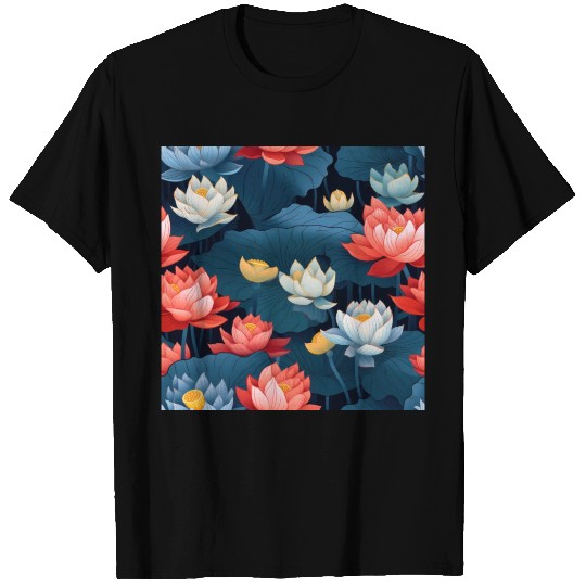 Serenity Blooms: Timeless Lotus Pattern T Shirts