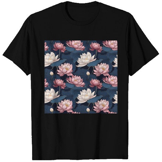 Serenity Blooms: Timeless Lotus Pattern T Shirts