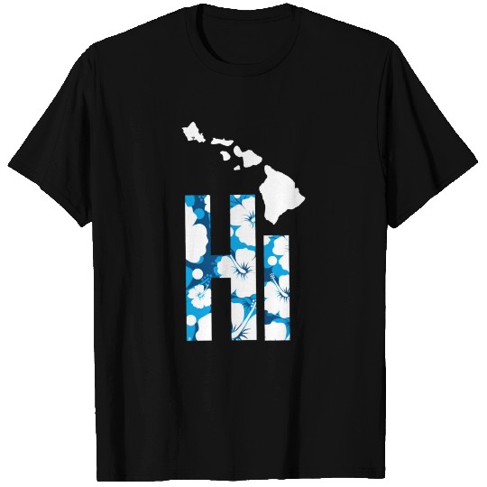 Hawaii Hi Hibiscus Blues T Shirts