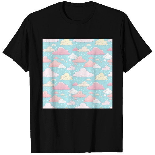 Dreamy Skies: Pastel Cloudscape Pattern T Shirts