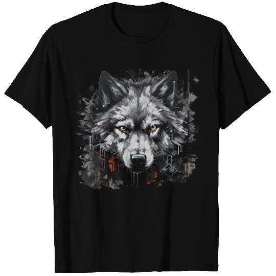 The Lone Wolf. Urban Hunter, Graffiti Style. T Shirts