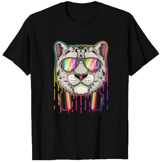 Music Snow Leopard Dj With Headphones Music T Shirts