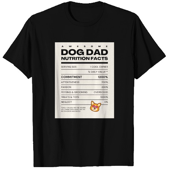 Awesome Dog Dad Nutrition Facts T Shirts