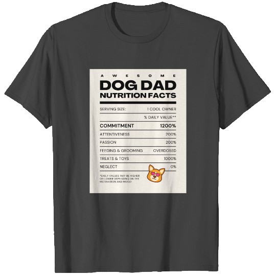 Awesome Dog Dad Nutrition Facts T Shirts