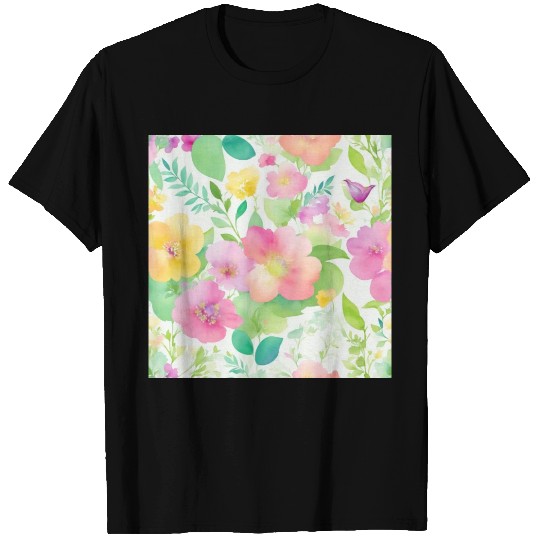 watercolor wildflower pattern T Shirts