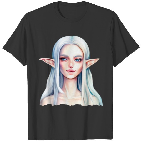 Beauty fairy cute girl elf white hair watercolor T Shirts