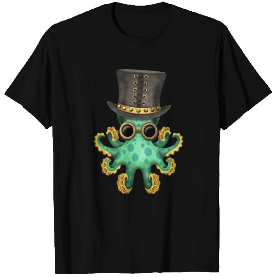 Steampunk Green Octopus T Shirts
