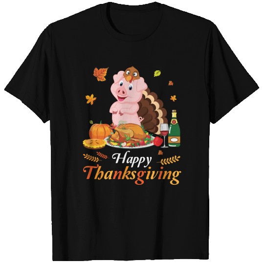 Pig Turkey Costume Wine Pie Pumpkin Happy T Shirts