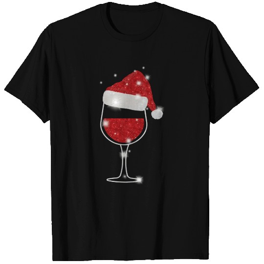 Wine Glass Of Red Wine Santa T Shirts