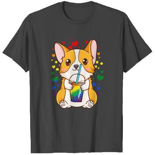 Boba Tea Bubble Tea Cute Kawaii Corgi Rainbow T Shirts
