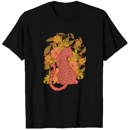 Coral Tropical Jaguar T Shirts