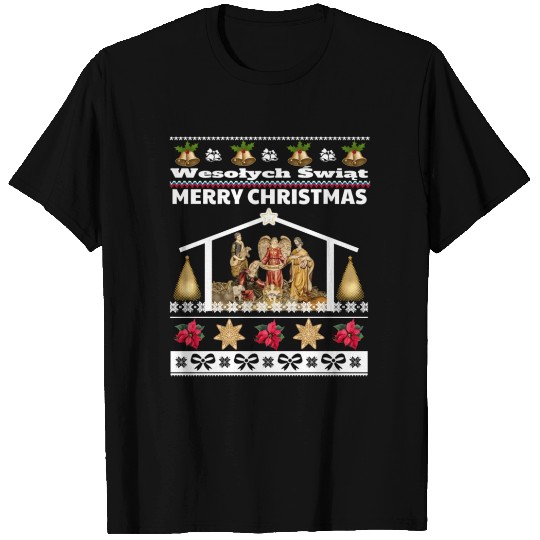 Polish Wesolych Swiat Nativity Scene Jesus Born T Shirts
