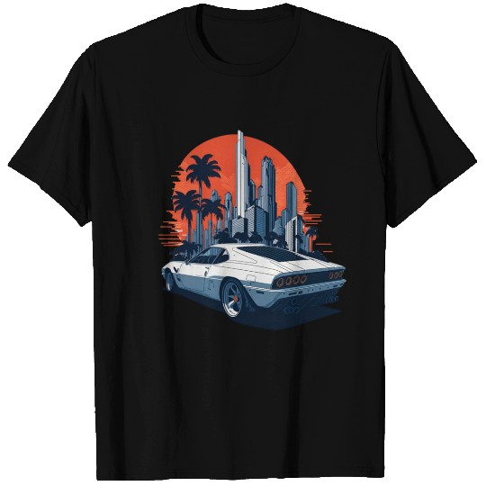 Cityscape Sunset Cruise - Sport Car T Shirts Design