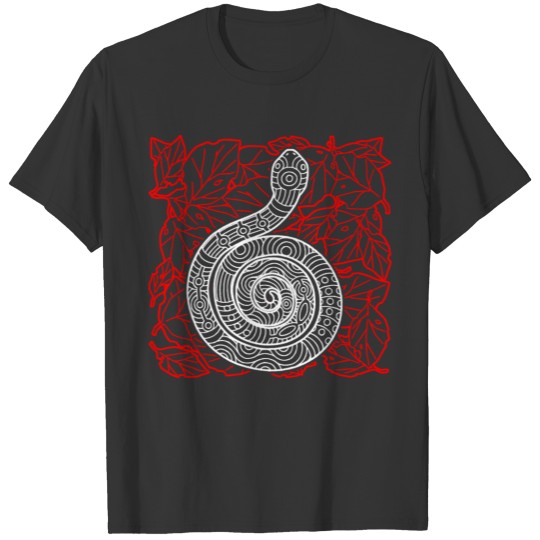Tribal Snake Ink Art Tattoo Red White T Shirts