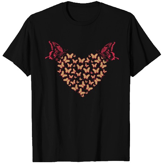 Heart pattern with butterflies T Shirts