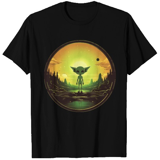 Green Alien at Sunset T Shirts