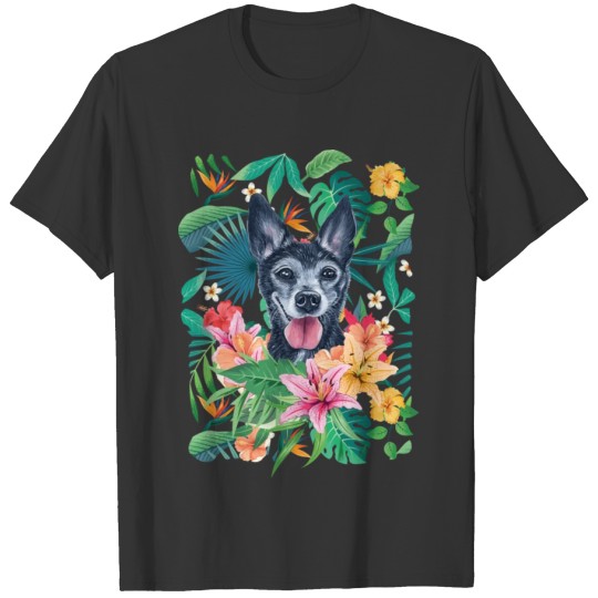 Tropical Short Haired Black Gray White Chihuahua T Shirts