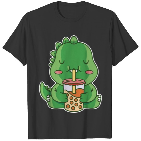 Baby Dinosaur Drinking Tea T Shirts