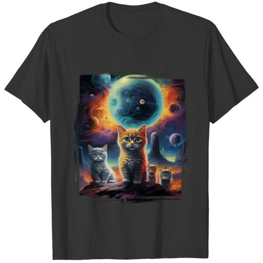 Alien Planet Fluffy Kitten Animal Friends Cute Cat T Shirts
