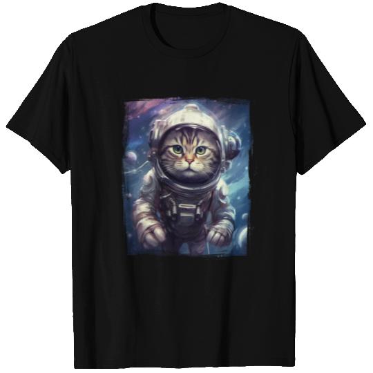 Space Astronomy Fluffy Kitten Astronaut Alien Cat T Shirts