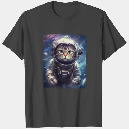 Space Astronomy Fluffy Kitten Astronaut Alien Cat T Shirts