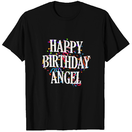 Happy Angel First Name Colorful Bday T Shirts