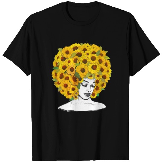 Sunflower Afro Black Queen African American T Shirts