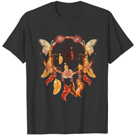 Boho flowers butterfly gift dream catcher T Shirts