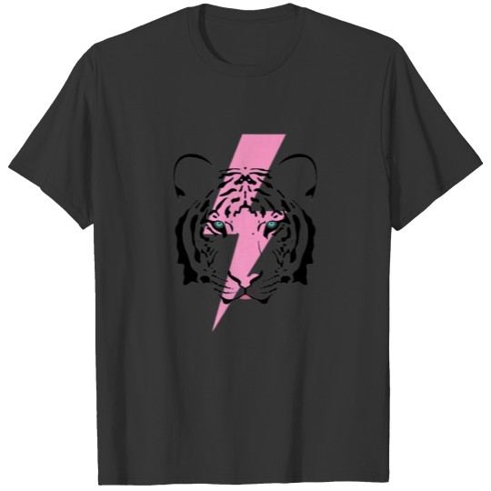 tiger and hot pink lightning bolt premium T Shirts