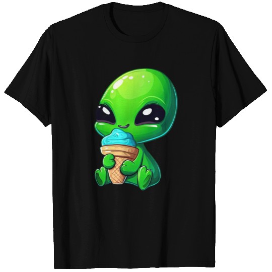 Alien Extraterrestrial Ice Blue Green T Shirts
