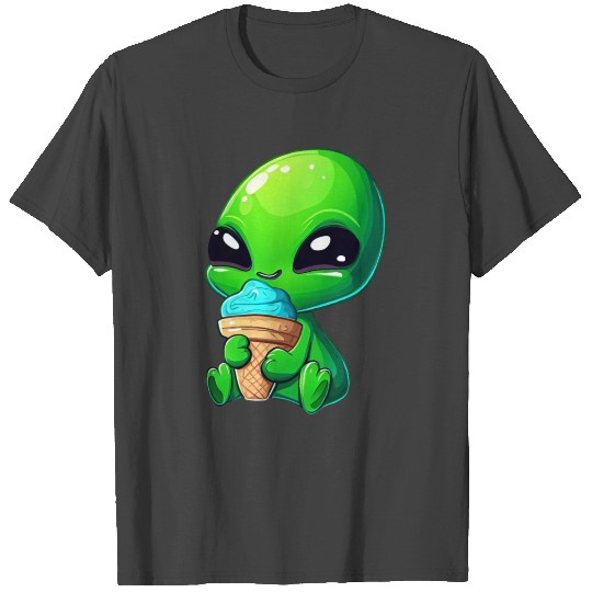 Alien Extraterrestrial Ice Blue Green T Shirts