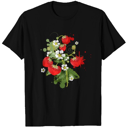 Strawberry plant with strawberry blossom graffiti T Shirts