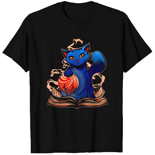 Curious Cat Mystical Spell Book T Shirts