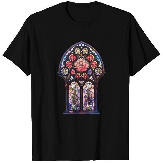 Pastel Goth Floral Stained Glass T Shirts