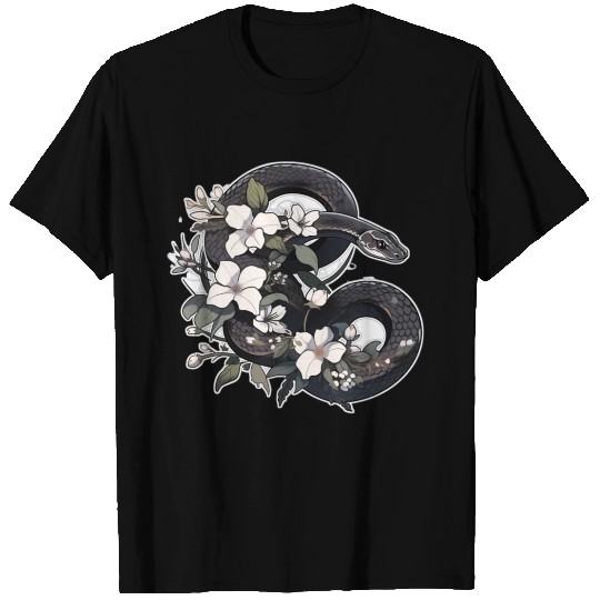 Gothic Aesthetic Cute Floral Snake T Shirts