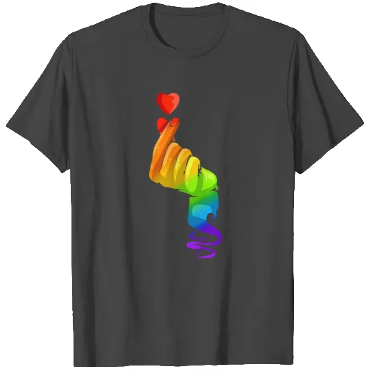 K Pop Colorful Hand Finger Heart Lgbtq Pride Month T Shirts
