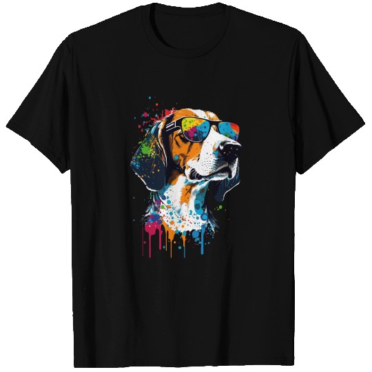 Colorful American Foxhound With Sunglasses T Shirts