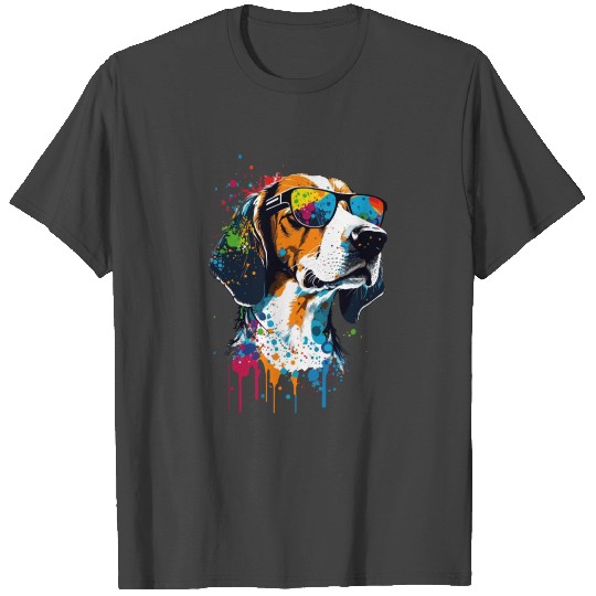 Colorful American Foxhound With Sunglasses T Shirts