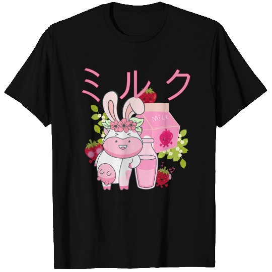 Retro Japanese Strawberry Milk Kawaii Easter Bunny T Shirts