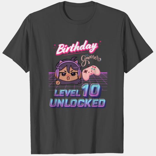 Birthday Gamer Level 10 Unlocked Anime Gaming T Shirts