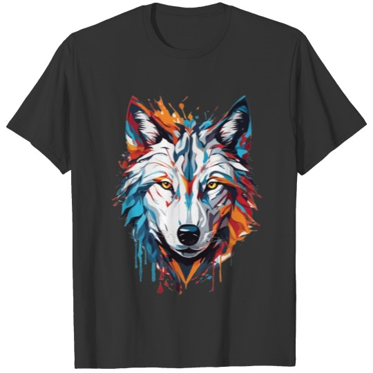 "Vivid Spirit Unleashed: Abstract Wolf Intensity" T Shirts